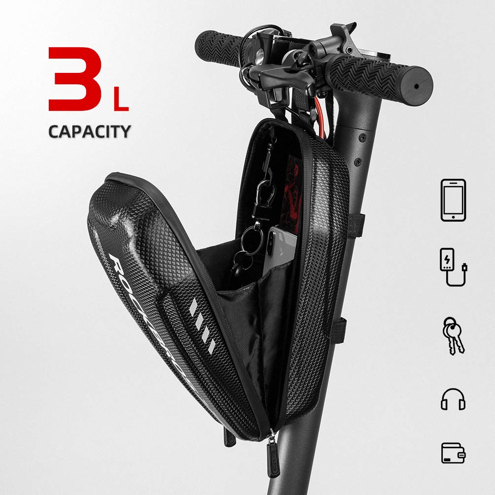 ROCKBROS Scooter Storage Bag Electric Scooter Front Hanging Bag Waterproof Scooter Handlebar Bag for Segway ES/Folding Bike EVA Hard Shell Frame Bag