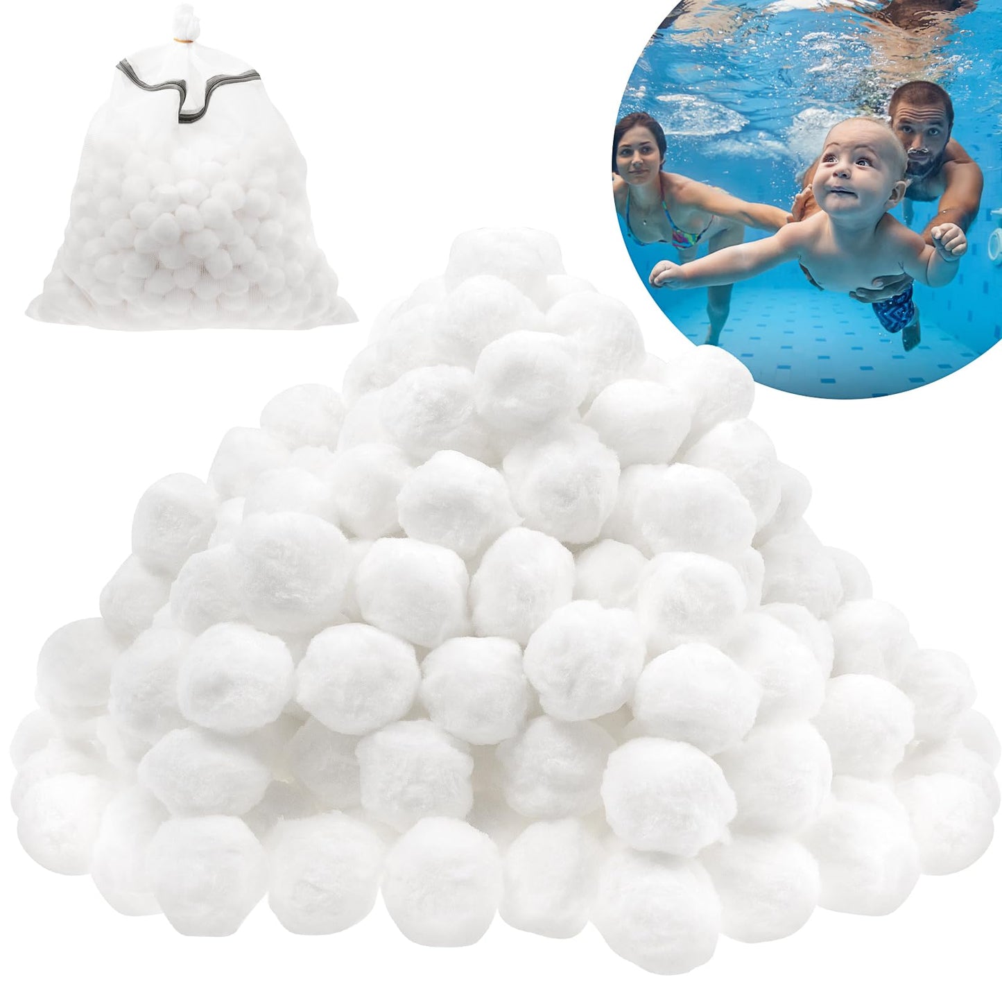4.6 lbs Pool Filter Balls, Reusable Eco-Friendly Pool Sand Filter Replacement Fiber Filters Balls Swimming Pool Accessories for Swimming Pool Aquarium Filter Pump Fish Tank Sand Filters