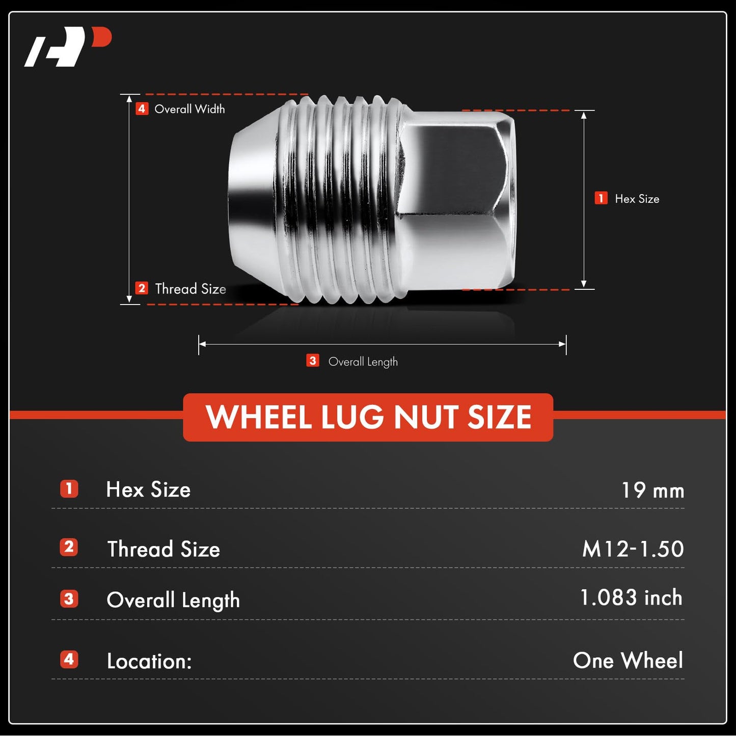 A-Premium M12-1.50 Wheel Lug Nuts Compatible with Chevrolet Equinox Malibu Impala Camaro HHR GMC Canyon Dodge Chrysler Buick 20-PC Set