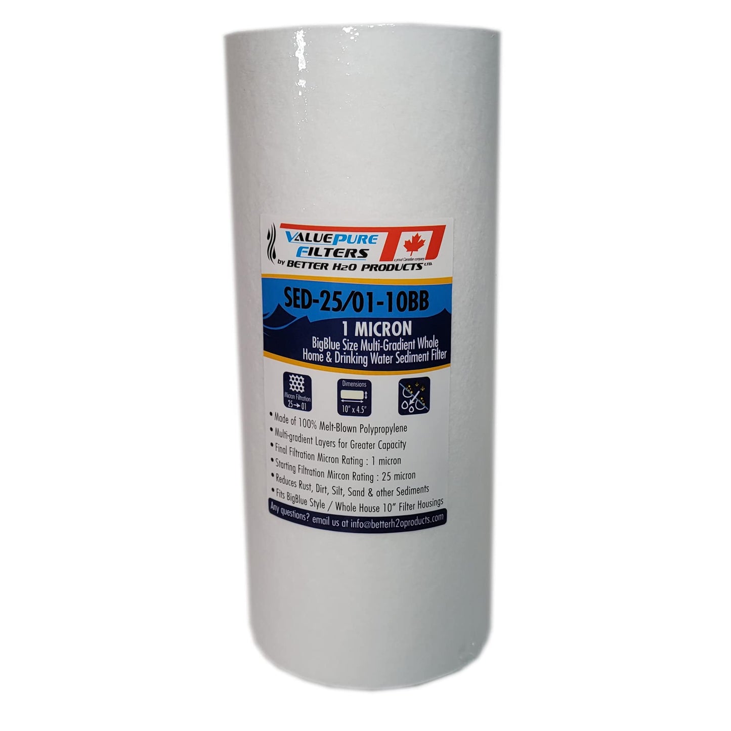 2-Pack | 1 Micron Multi-Gradient Sediment Water Filter | 10" x 4.5" Cartridge | Whole House Sediment Filtration | What You Need Without The Cost! | Fits All 10-inch Big Style Size Housing