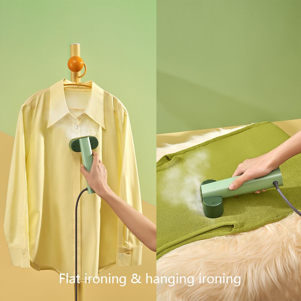 Nexdoo G6 Steamer for Clothes Portable 2-in-1 Travel Iron for Clothes, Just 0.7lbs Lightly, 10 Minutes of Continuous Steam, 900W Light Steamer for travel and home (green)