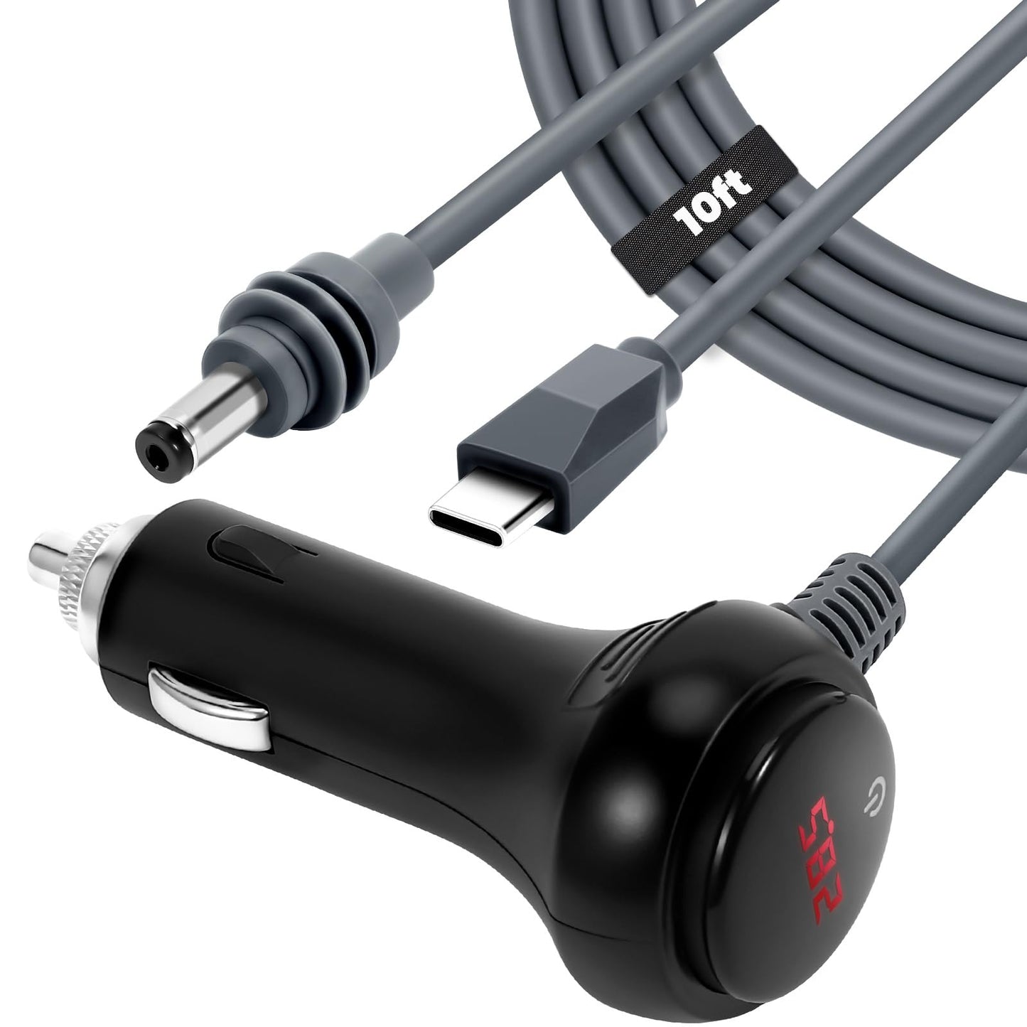 GKP9 starlink mini 12v Adapter, 3 in 1 starlink mini car Adapter Power Cable, 12v-24v Adapter with Digital Display, Waterproof 16awg Car Power Supply for Trucks, Buses, Ships.(16FT)