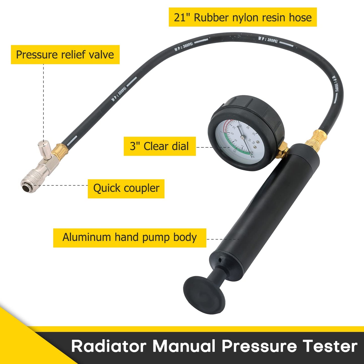 Acymner Radiator Pressure Tester Kit | 18PCS Coolant Pressure Tester Kit,Radiator Pressure Pump Cooling System Car Leak Tester Detector Tool Water Tank Adapter Auto Coolant Vacuum Purge Head Gasket