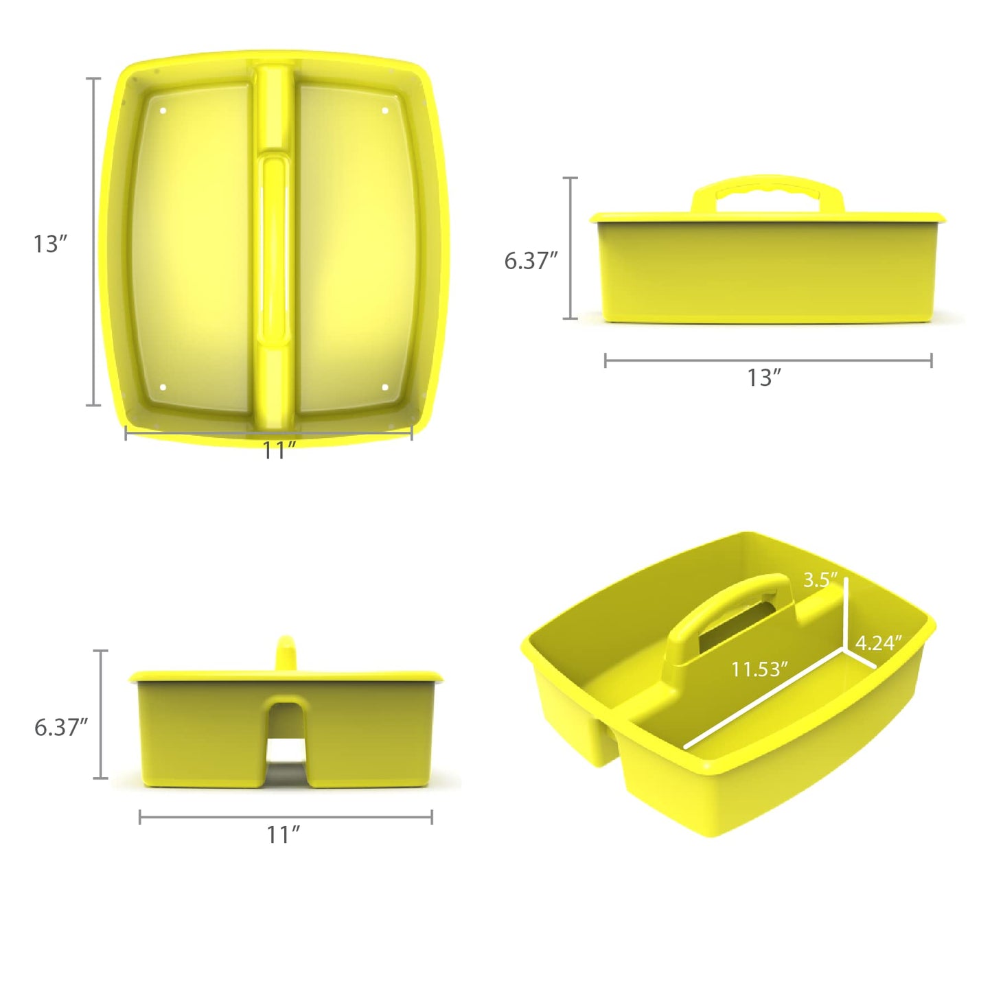 Storex Large Caddy, 13 x 11 x 6.38", Yellow, Case of 6