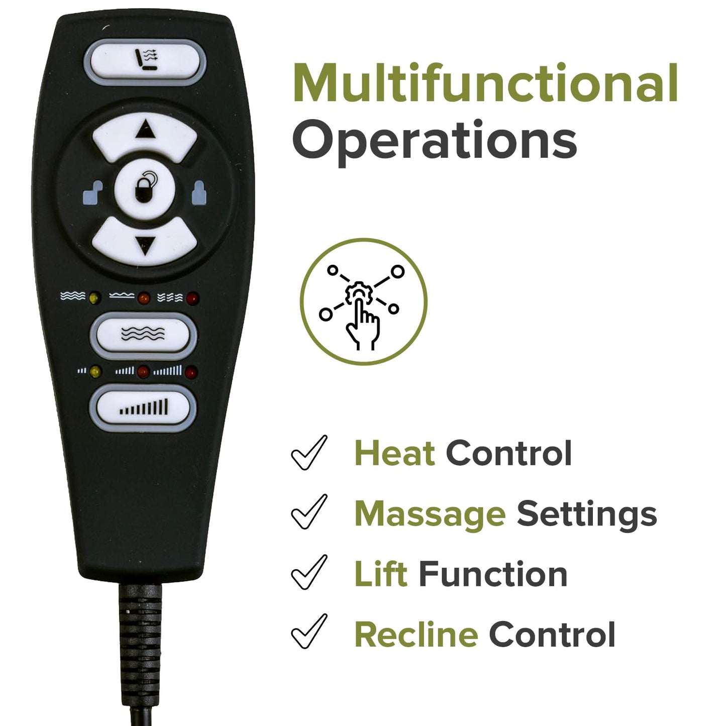 Alvey Heat and Massage Hand Control with LEDs (ELEASMB5578) for Pride Lift Chairs