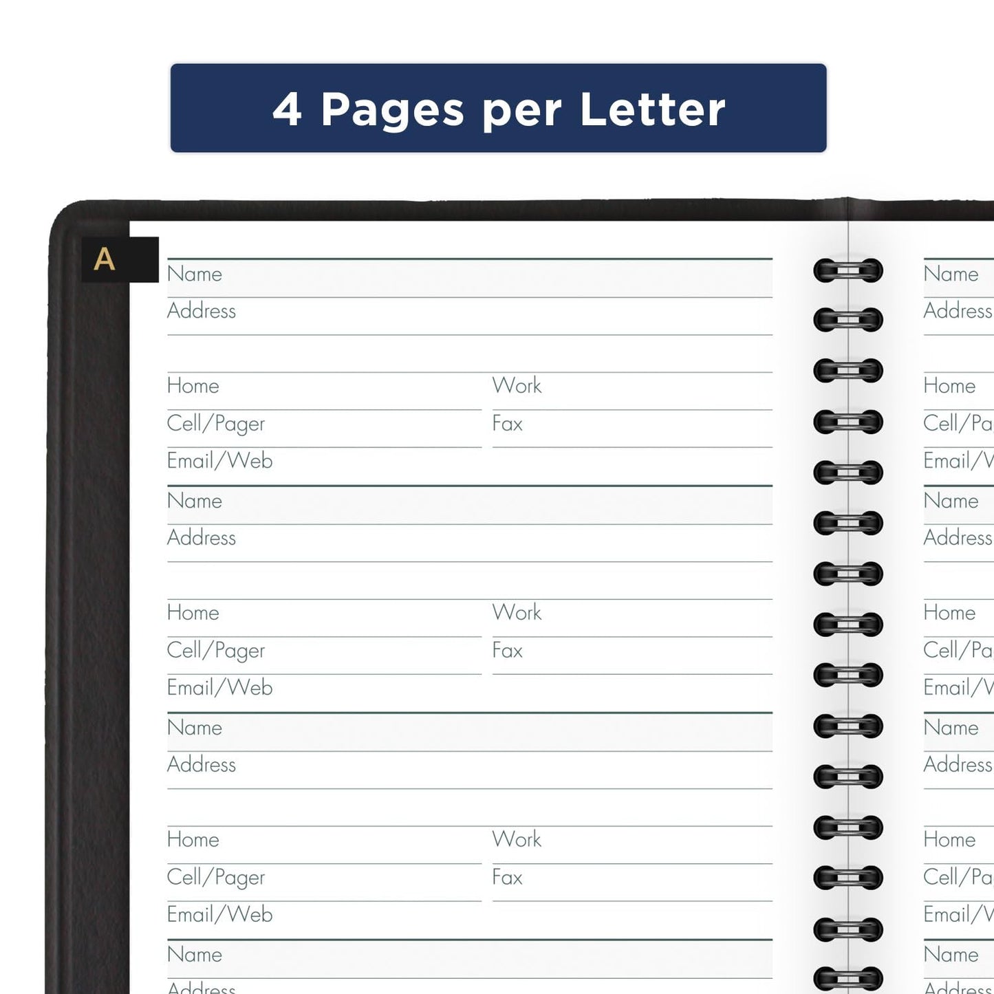 at-A-Glance Telephone Address Book, Large Print, 500 Entries, 4-3/4" x 8", Black (80LP1105)