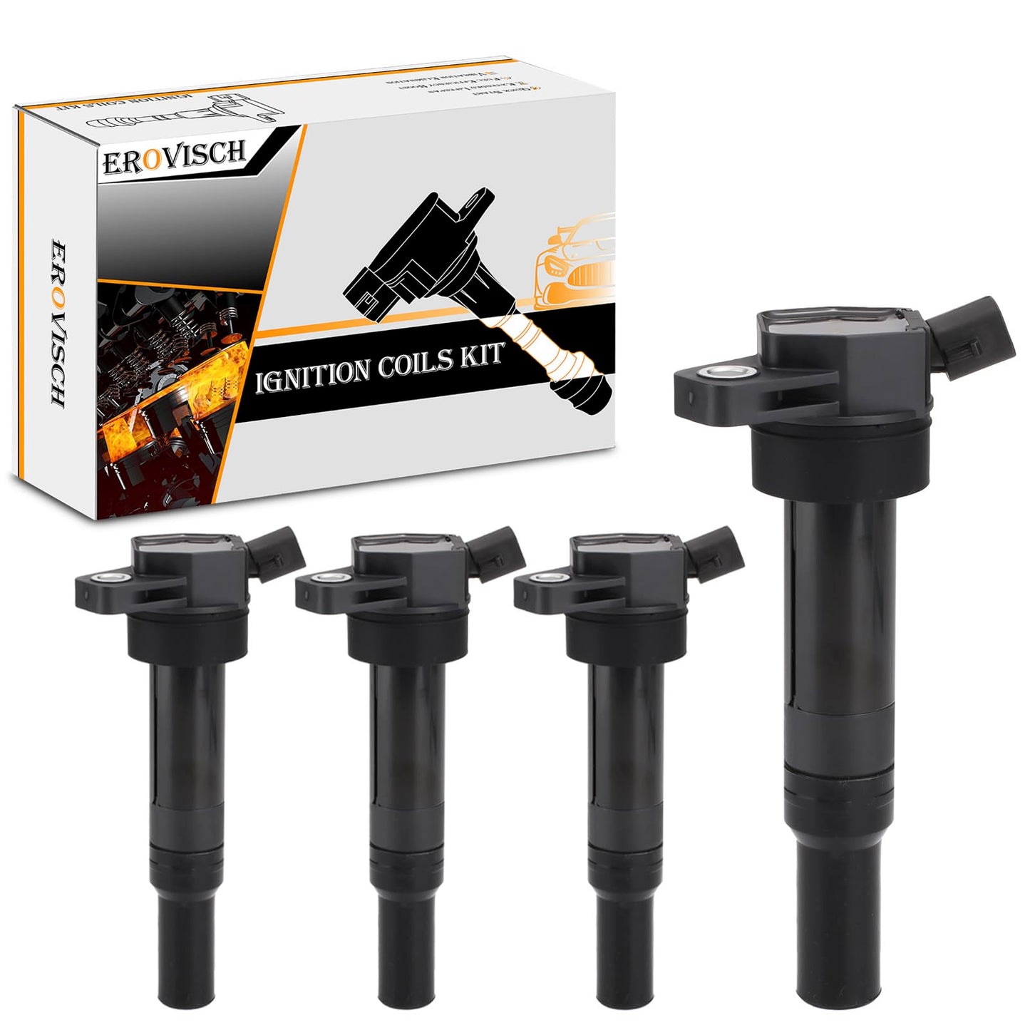 UF651 OEM Ignition Coil Packs Set of 4 - Compatible with Hyundai Elantra Tucson Kia Forte Soul 2011 2012 2013 2014 2015 2016 2017 2018 2019 - L4 1.8L 2.0L Engine - Replaces # 27300-2E000 C898 GN10633