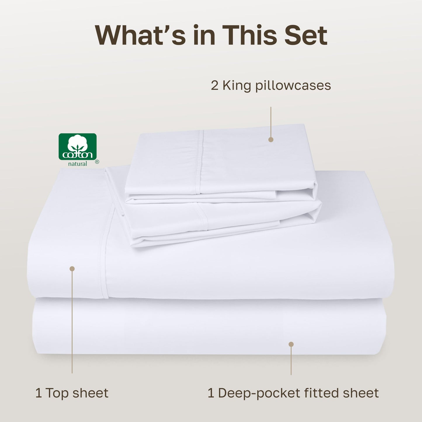 California Design Den 100% Cotton Bed Sheets King Size Set - 400 Thread Count Sateen, Deep Pocket King Sheet Set, King Sheets, Cooling King Size Sheets Set, Softer Than Egyptian Cotton Sheets (White)