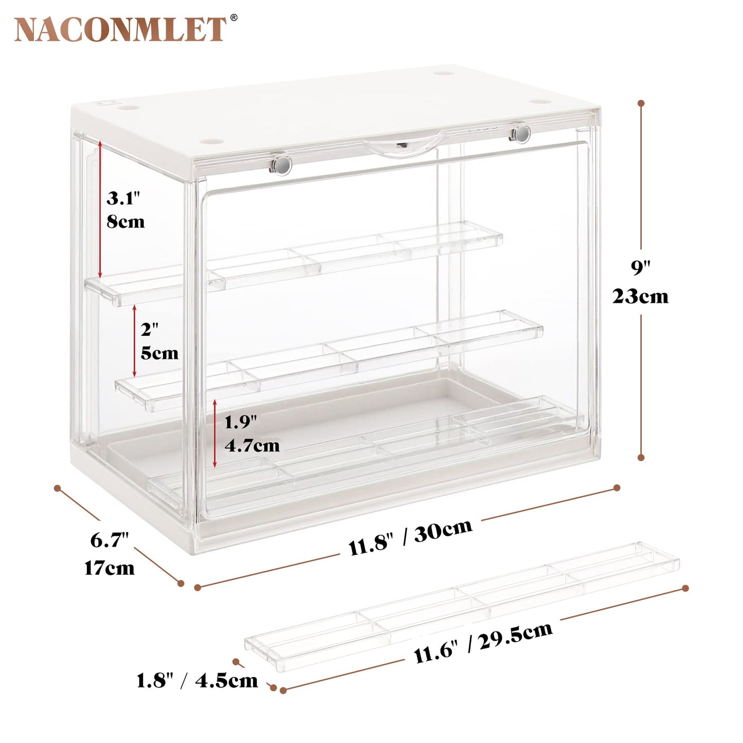 Naconmlet Clear Display Case for Action Mini Figures Funko Pop Shelf,Detachable Shelve Stackable Showcase Dustproof with Led Light for Protect Your Collectible