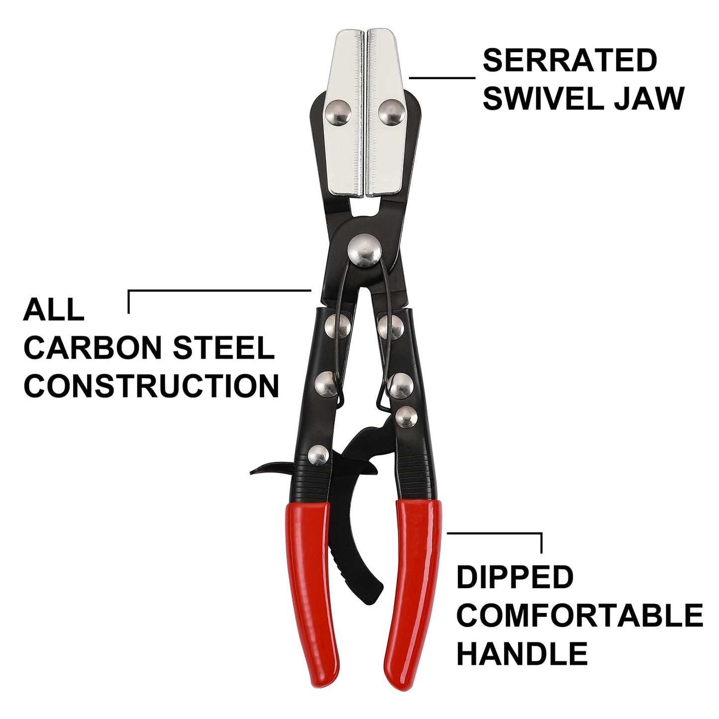 Mayouko Metal Hose Pinch Off Pliers, Automatic Locking Ratcheting, Pliers for Coolant Hose, Radiator Hose, Fuel Hose, Carbon Steel, 8", 10", 12"