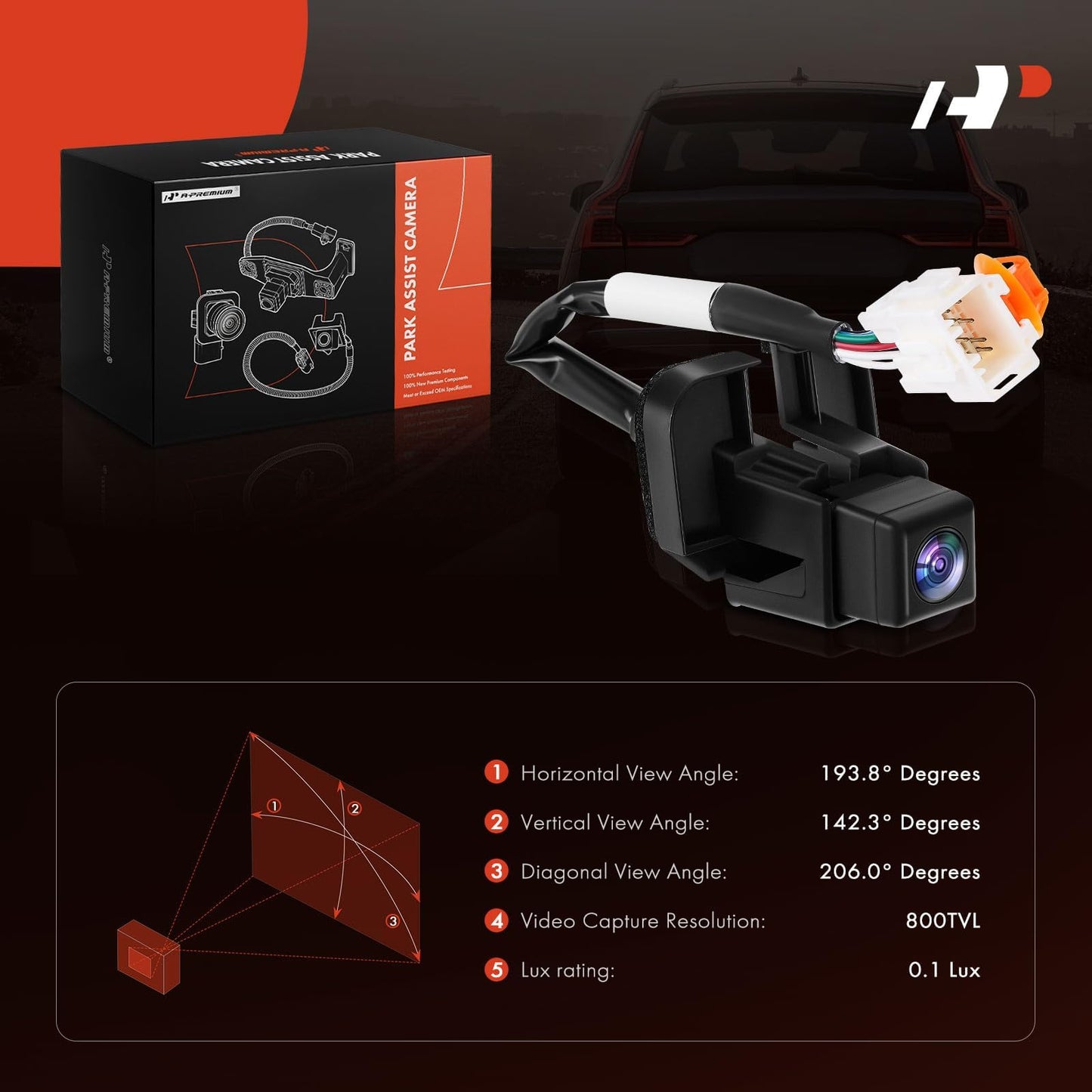 A-Premium Park Assist Camera Rear View Backup Reverse Camera Compatible with Select Honda Models - 2012 2013 CR-V CRV - Replace# 39530T0AA01