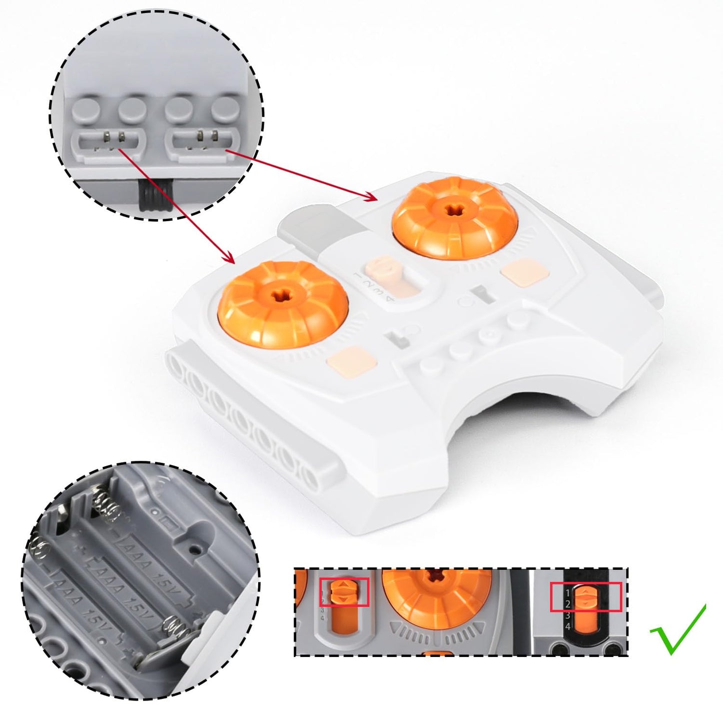 BrickBounty 4-in-1 Train Motor Set Remote Control Kit Technical Parts, MOC Control Function Power Functions for STEM Assembled Building Block