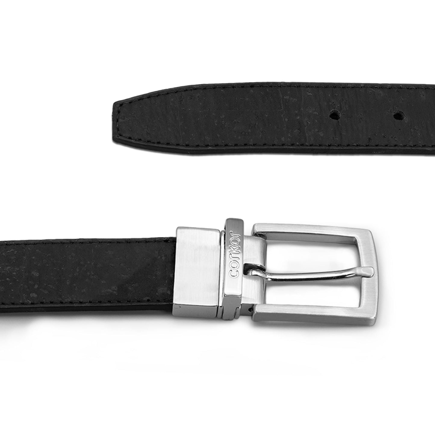 Corkor Reversible Men's Cork Belt - Vegan Leather Dress Belts – Men Belt - Cruelty Free Eco Friendly Brown Black 30mm Wide, Brown Or Black, 38" - (Fits waist 35-38") - L