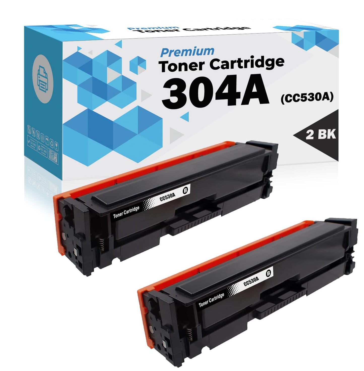 Ultra Toner® 304A CC530A Compatible Replacement for HP 304A CC530A Toner Cartridge Black - Color LaserJet CP2025dn CP2025n CP2025x CP2020 MFP CM2320nf CM2320fxi CM2320n (2 Black)