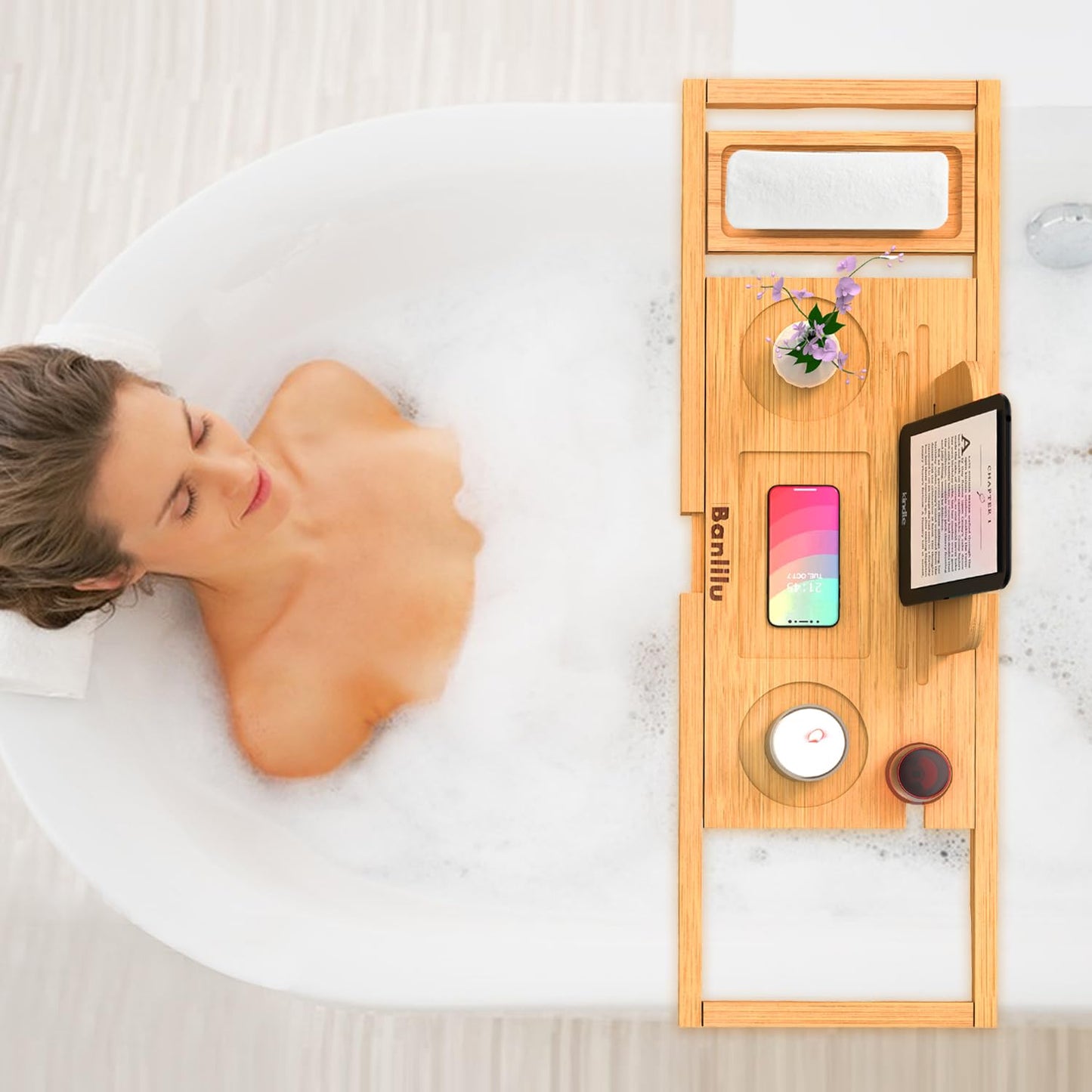 Bathtub Tray Caddy - Bath Tray - Bath Tub Tray - Bath Tray for Bathtub - Expandable Size, Fits Most Tubs