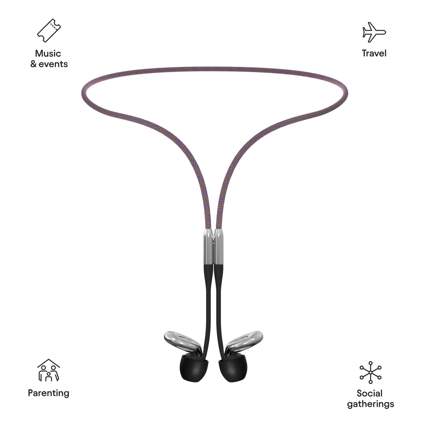 Loop Link Safety Connector Cord – Official Connector Cord For Loop Earplugs | Magnetic Tug-Resistant Safety Cord | Compatible With Loop Quiet/Engage/Experience | Speckled Lilac