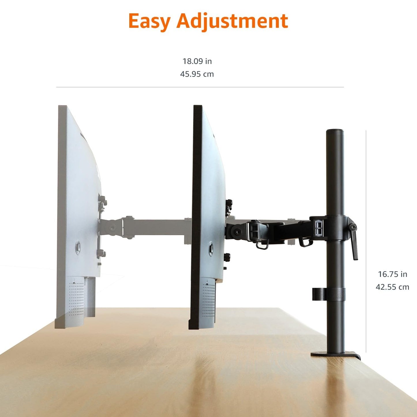 Amazon Basics Adjustable Single Computer Monitor Arm Mount, Holds up to 32" Monitors
