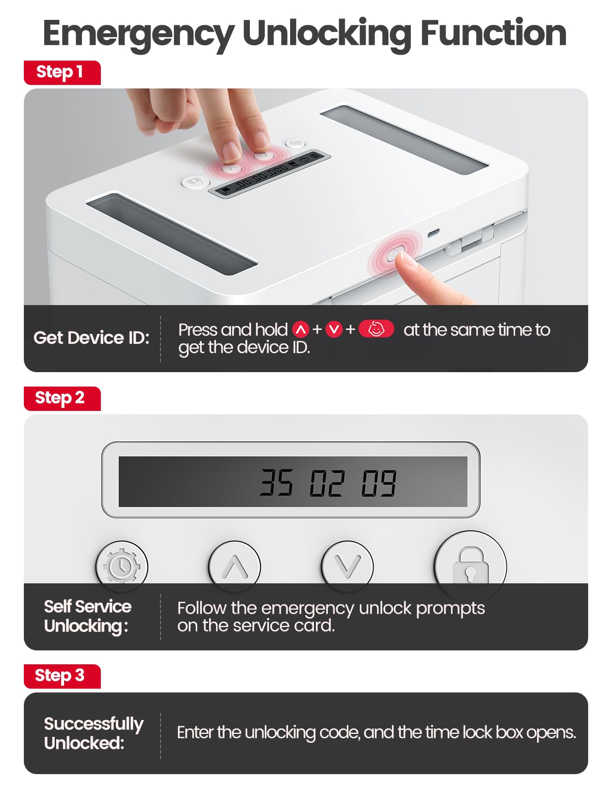 Vaydeer Metal Timed Lock Box, Timer Lock Box with Child Lock and LED Display, Self-Control Time Locking Container for Cell Phones, Snacks, Alcohol or Other Temptations Up to 365 days