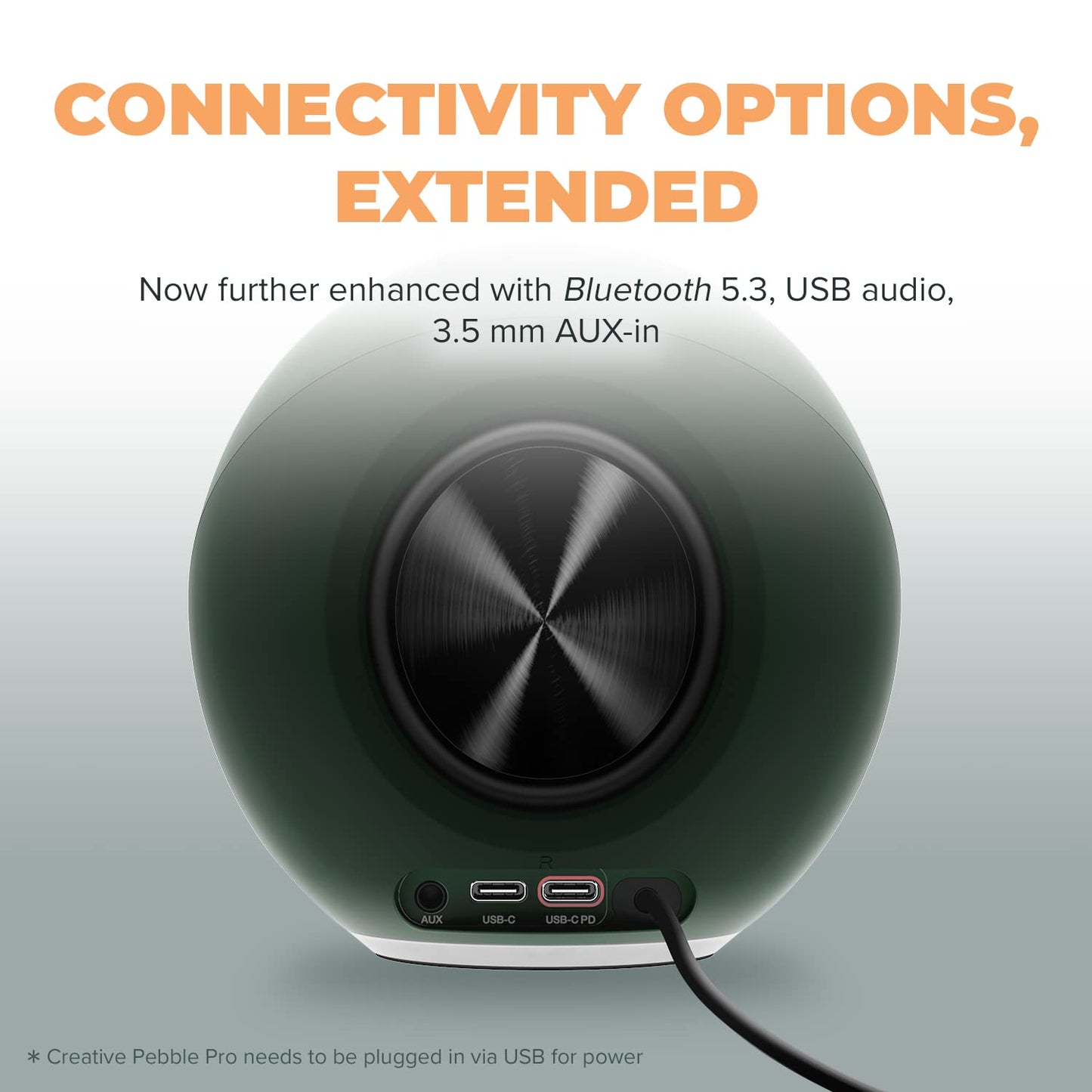 Creative Pebble Pro Minimalist 2.0 USB-C Computer Speakers with Bluetooth 5.3 and Customizable RGB Lighting, Clear Dialog and BassFlex Tech, USB Audio, Headset Port, for PC and Mac …