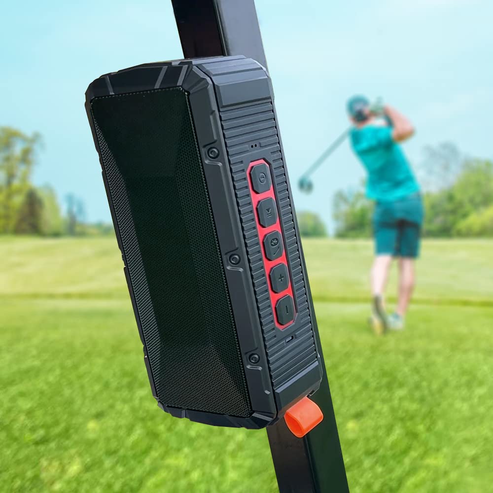 Dprofy Pro Portable Magnetic Bluetooth Golf Speaker - Wireless Waterproof IPX6/Shockproof 3rd Generation for Cart, 24 Hour Playtime, Accessories and Gifts (Black)