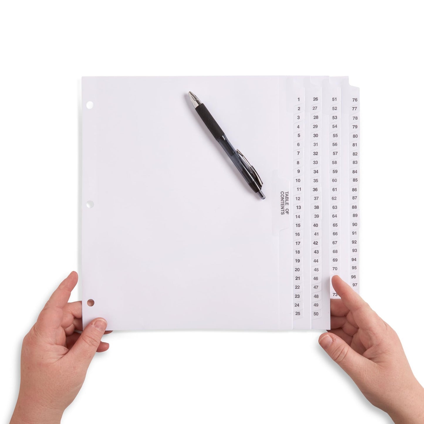 1-100 Numbered Heavy Duty Dividers,3 Hole Punch for Binders, Exhibit Style Side Tabs