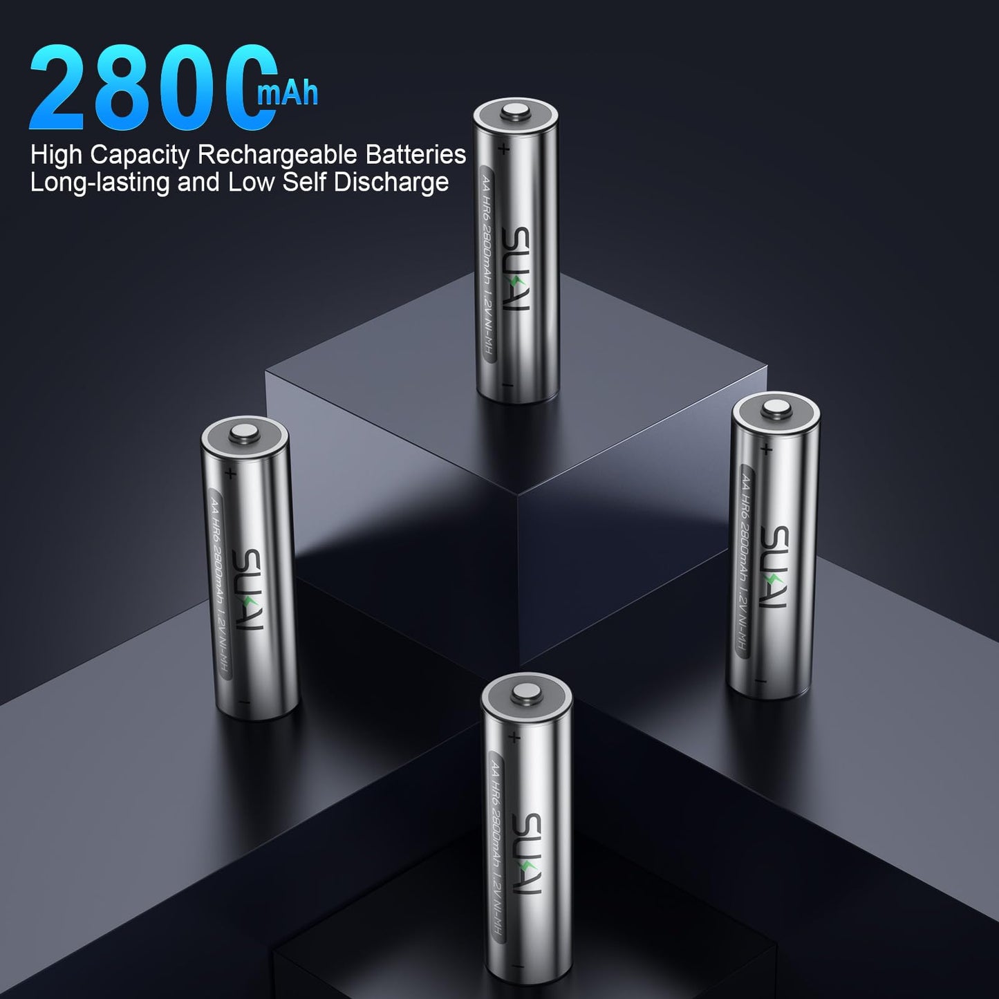 24 Pack AA Rechargeable Batteries 1.2V - 1200 Cycle Long-Lasting Batteries for Household/Office Devices, Works with Wireless Mice & Game Controllers