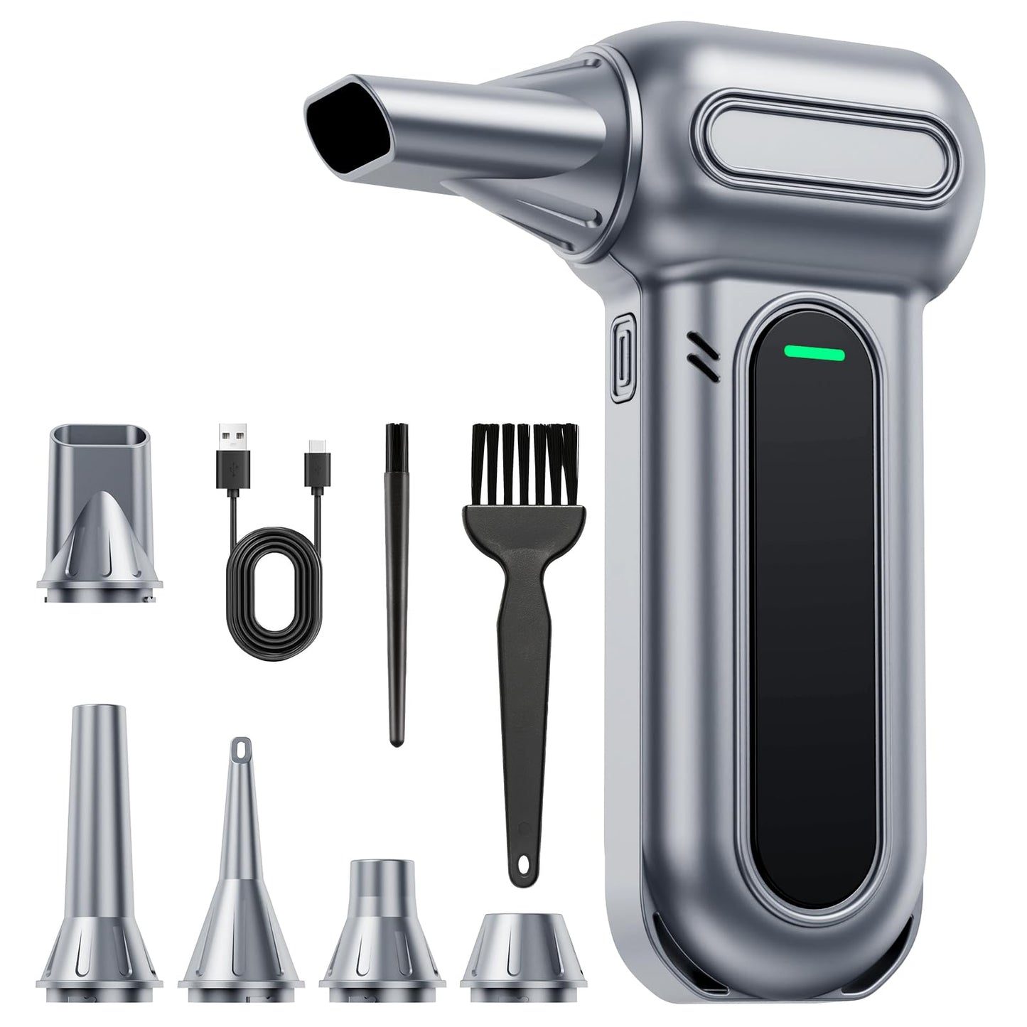 BANKKY Compressed Air Duster - 150,000RPM Turbo Jet Electric Air Duster, Rechargeable Cordless Mini Blower, 4-Speed LED Powerful Handheld Air Blower for Computer, Keyboard, Electronics & Car Cleaning