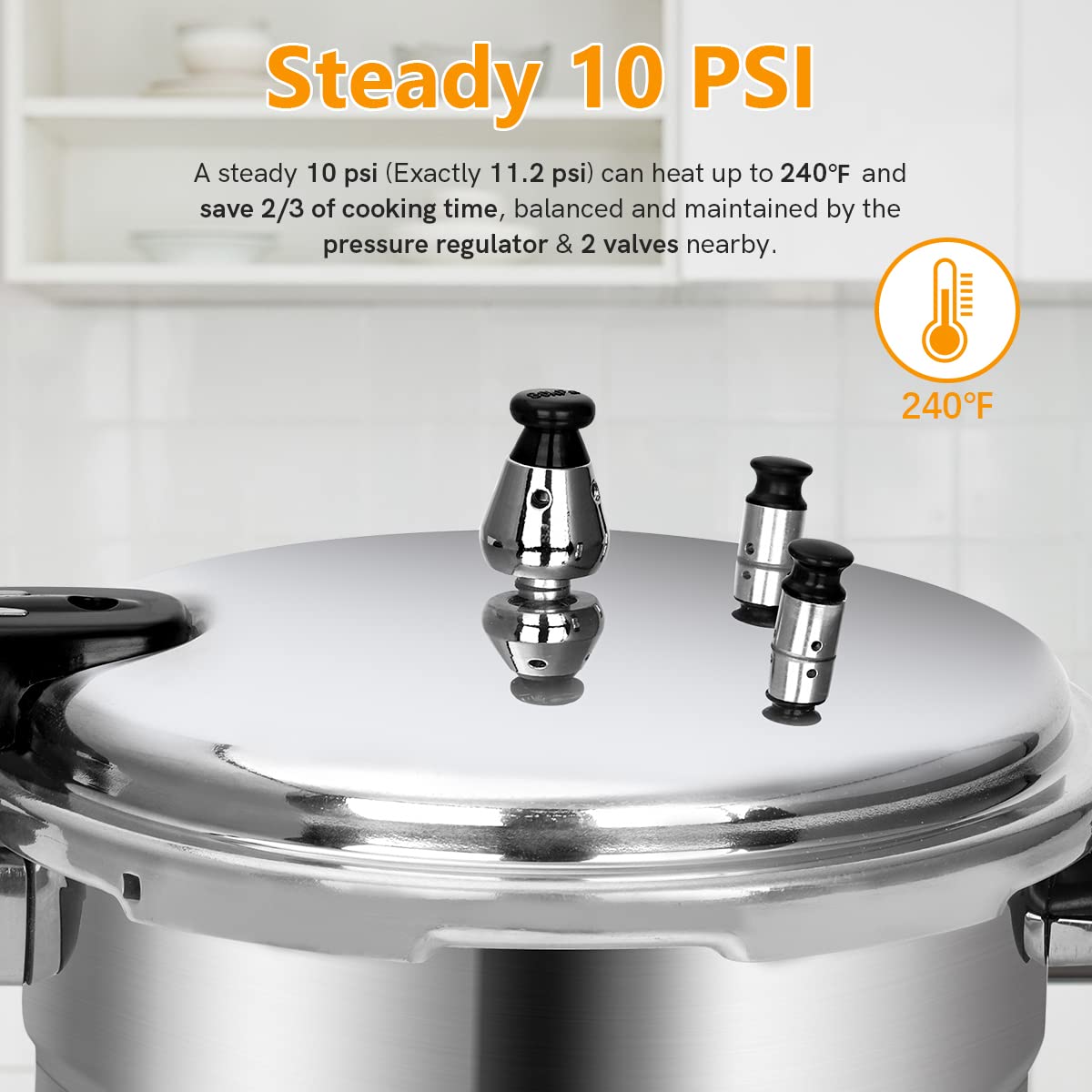 BreeRainz 5.3 Qt Stovetop Pressure Cooker & Canner, 10 PSI Induction Compatible Aluminum Pressure Canning Pot, Fast Cooking 70% Faster, Safe Triple Valve System, for Home & Small Kitchens