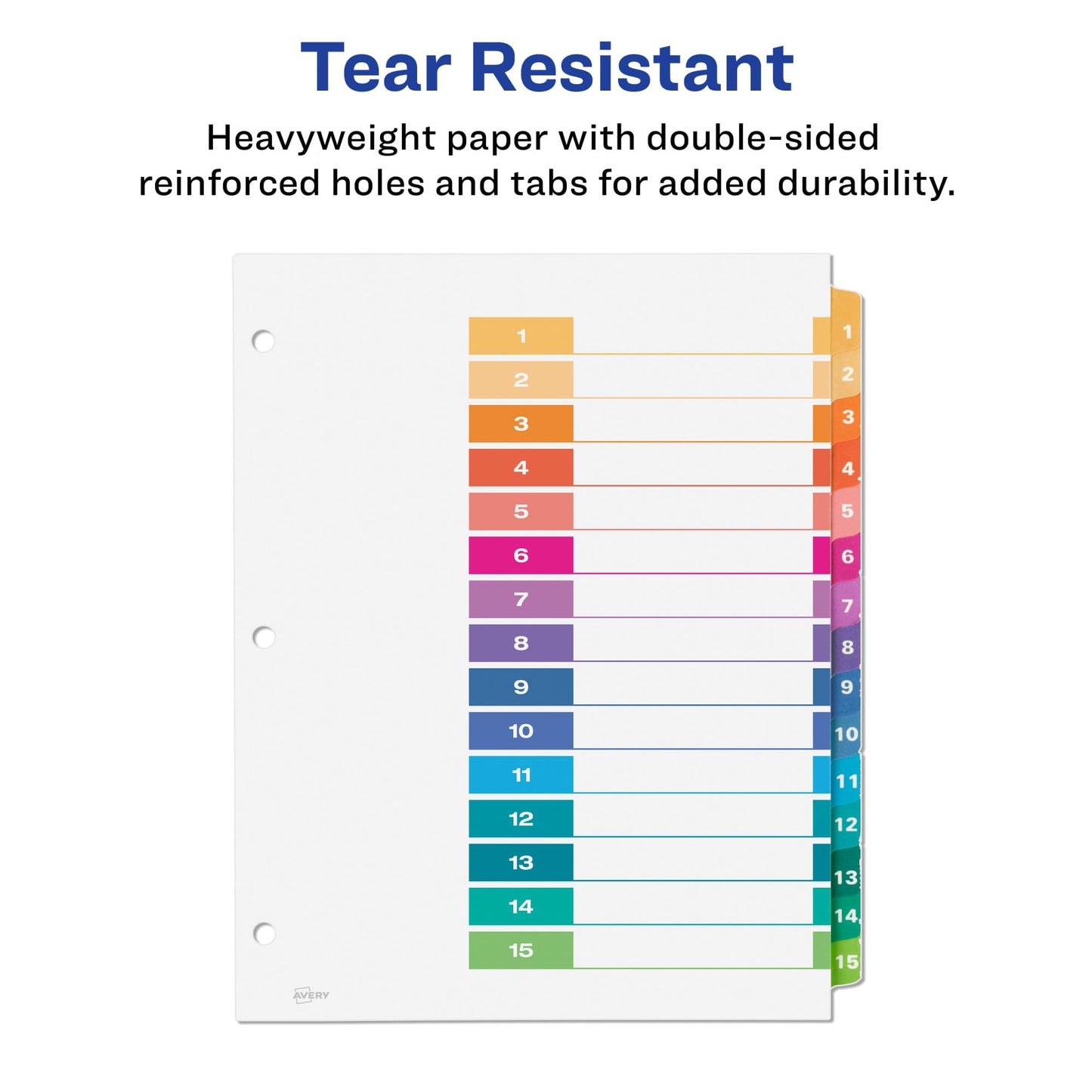 Avery Ready Index Table of Contents Dividers, 15-Tab, Multi-Color, 6 Sets (11197)