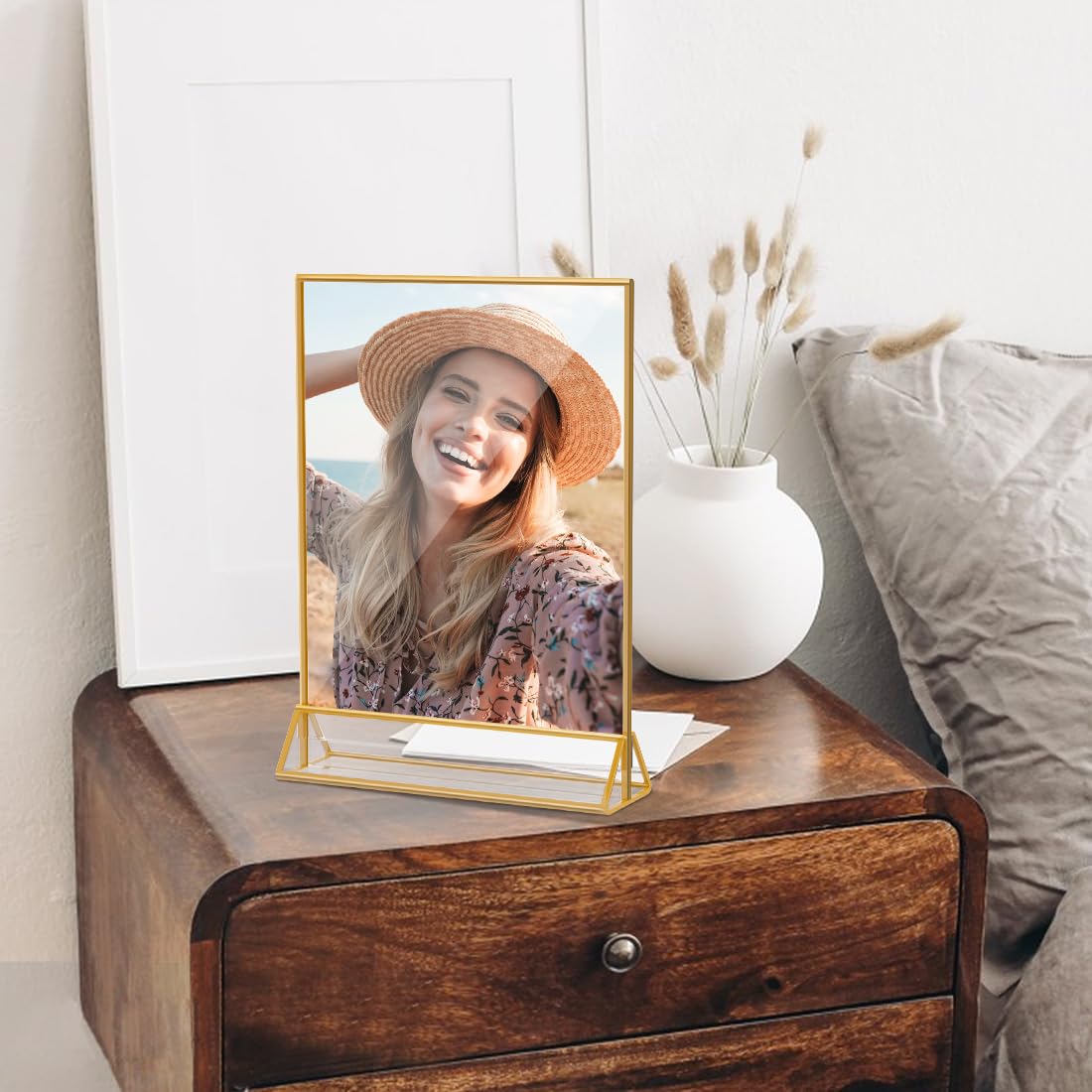 PPH-Sisy Acrylic Sign Holder 8.5X11 Gold Frame ,Double Sided Display Stand , Plastic Acrylic Frames for Home Office Shop Restaurant Flyer Holder (6pcs)