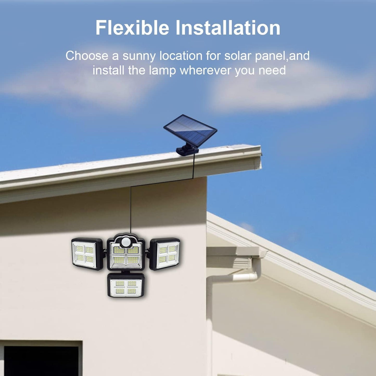Xmart 8000LM 198 LED Solar Outdoor Lights Security Spot Lights 4 Adjustable Heads Motion Sensor Lights IP65 Waterproof 300° Wide Angle Wall Lights for Porch Yard Garage Pathway(2 Pack)