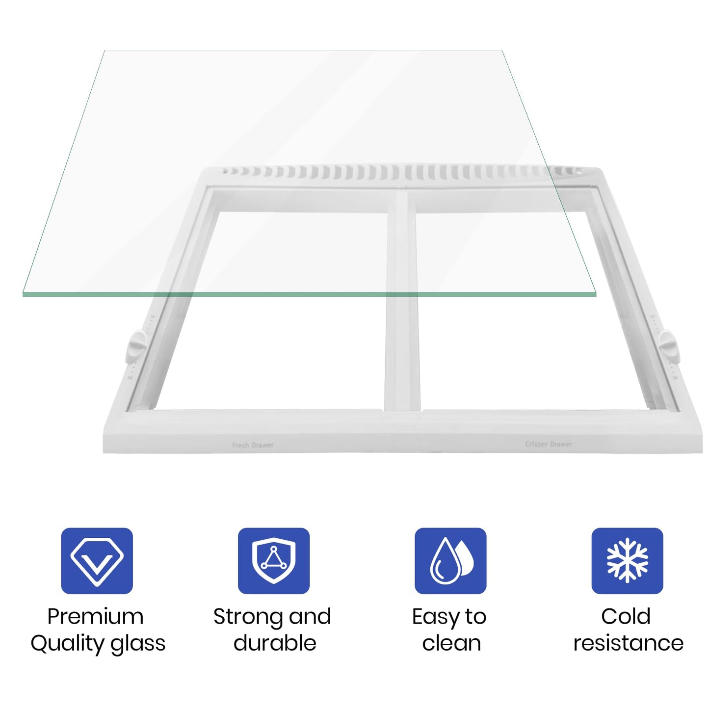 Crisper Glass Replacement Compatible with Frigidaire 240350608/AP2115928-24" x 15.5" x 1/8" Tempered Glass Crisper Drawer Cover Insert Compatible with Kenmore, Electrolux, Crosley, and More