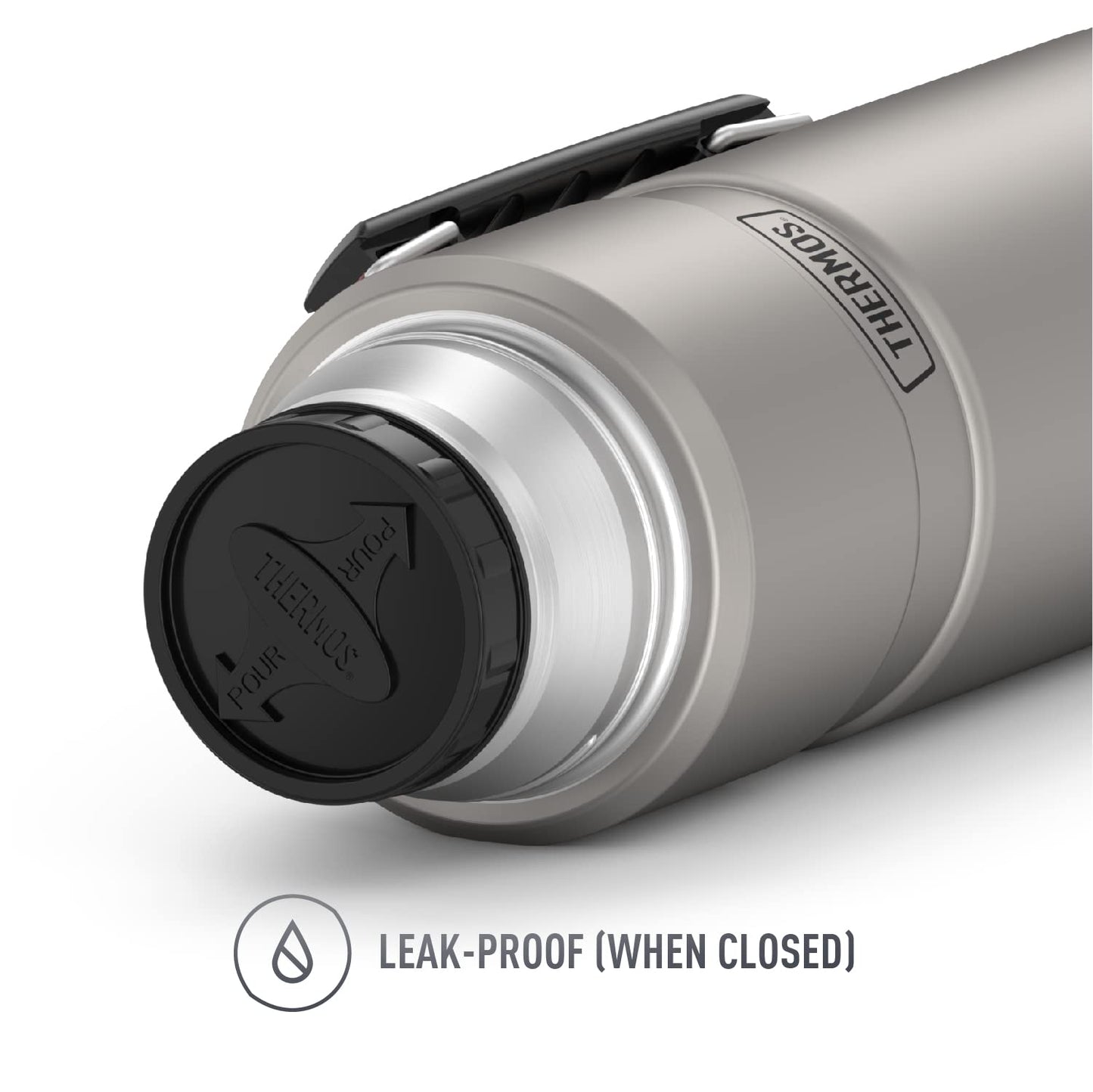 THERMOS Stainless King Vacuum Insulated Beverage Bottle, 2.0L, Matte Steel