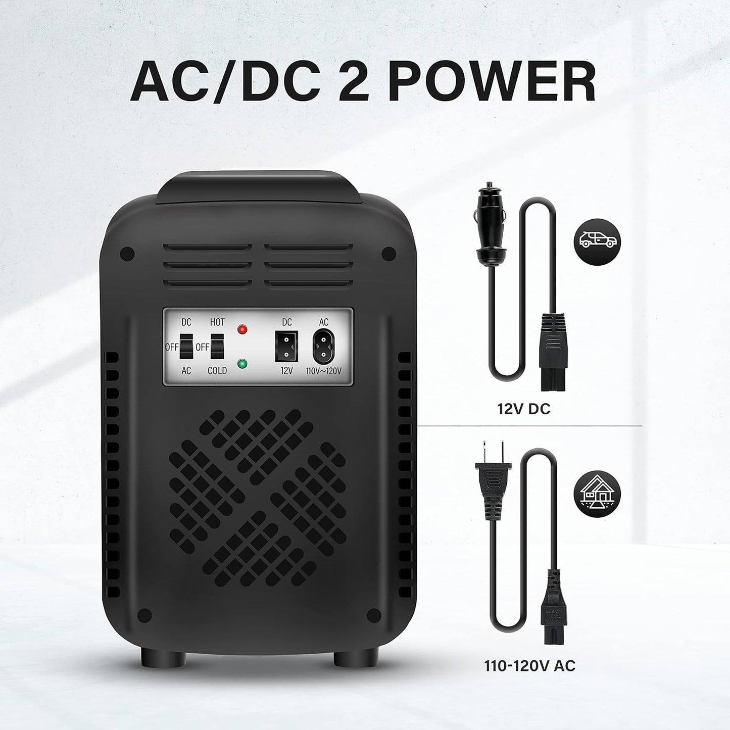 Simple Deluxe Mini Fridge, 4L/6 Can Portable Cooler & Warmer Freon-Free Small Refrigerator, Provide Compact Storage for Skincare, Beverage, Food, Cosmetics, for Bedroom, Office, Dorm, Black