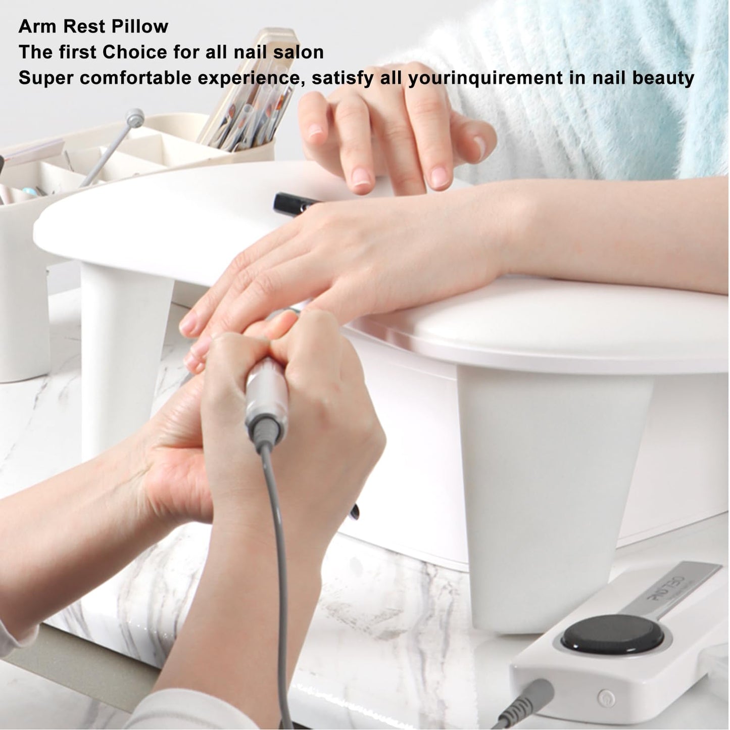 MUSILAN Nail Arm Rest for Nails Tech, White U Shaped - Comfortable Manicure Nail Hand Rest Pillow Cushion, PU Leather Nail Armrest Stand for Acrylic Nail Art Tech, Quick Installation Nail Arm Rest