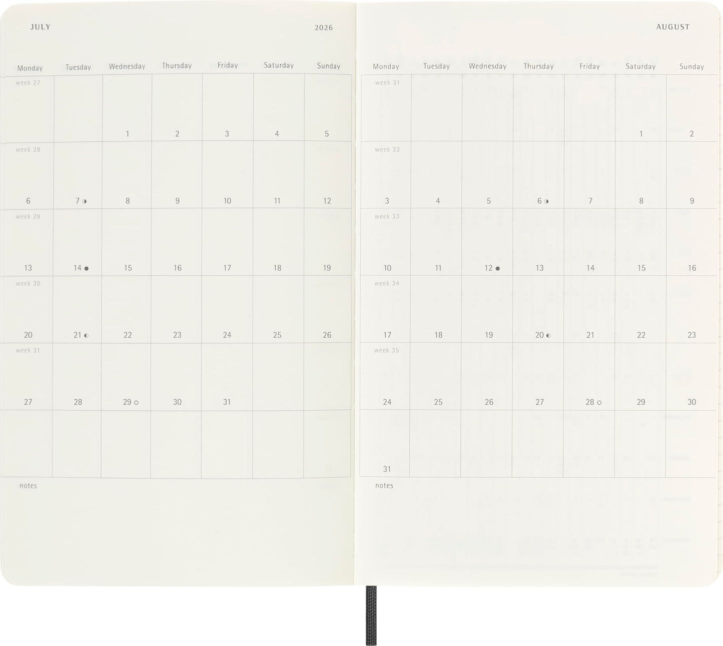 Moleskine Classic 18 Month 2025-2026 Daily Planner, Soft Cover, Large (5" x 8.25"), Black, 608 pages