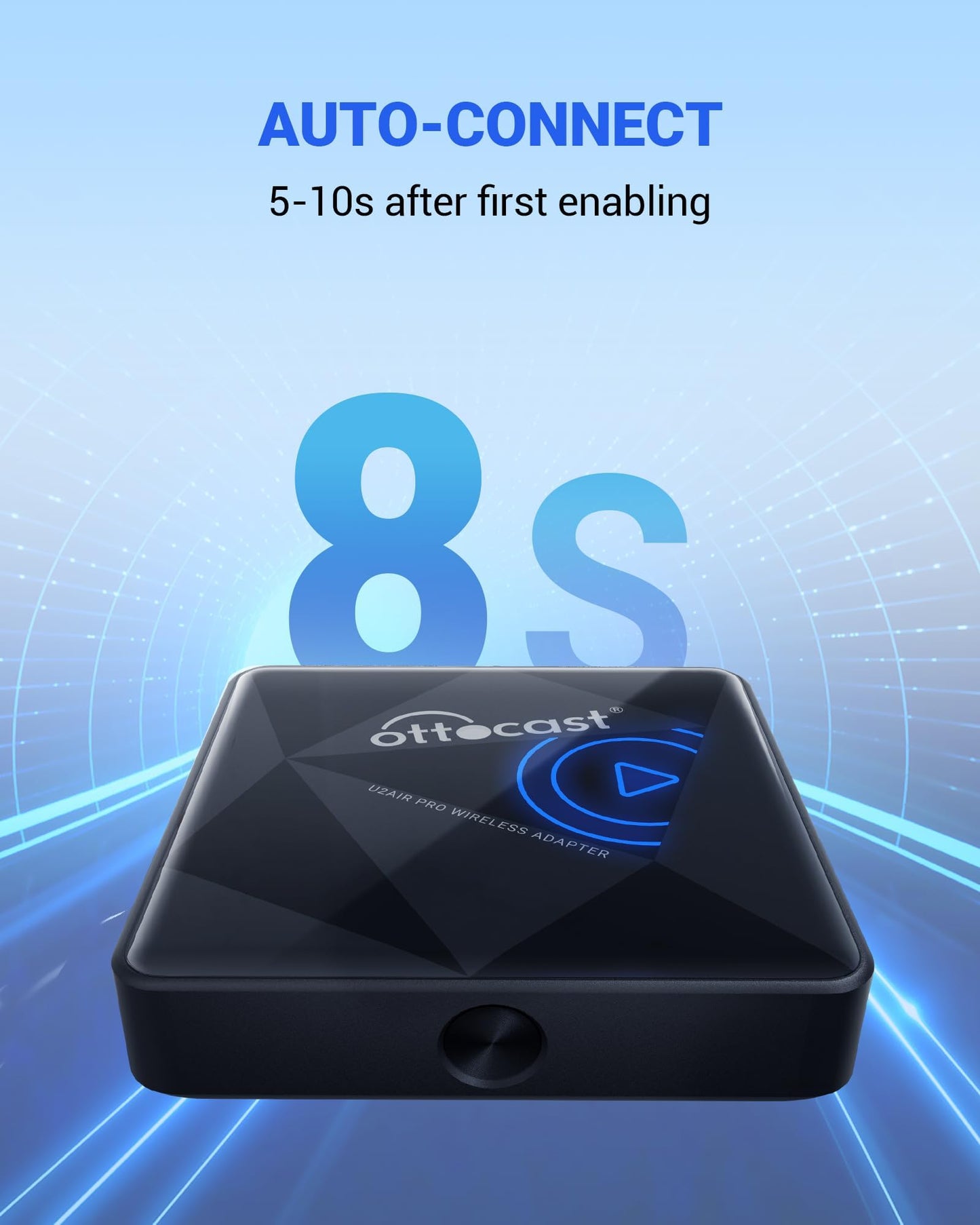 OTTOCAST U2Air Pro Wireless CarPlay Adapter for iphone - 2024 Newest Version Wired to Wireless CarPlay Dongle - Dual-band WiFi, Low Latency, Online Update, Plug Play for Factory OEM Wired CarPlay Cars