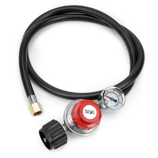 only fire 4Ft 0-30PSI Adjustable Propane Regulator with Tank Gauge QCC-1 Connection Hose for Grills, Turkey Fryers, Burner, Forge, Fire Pit etc