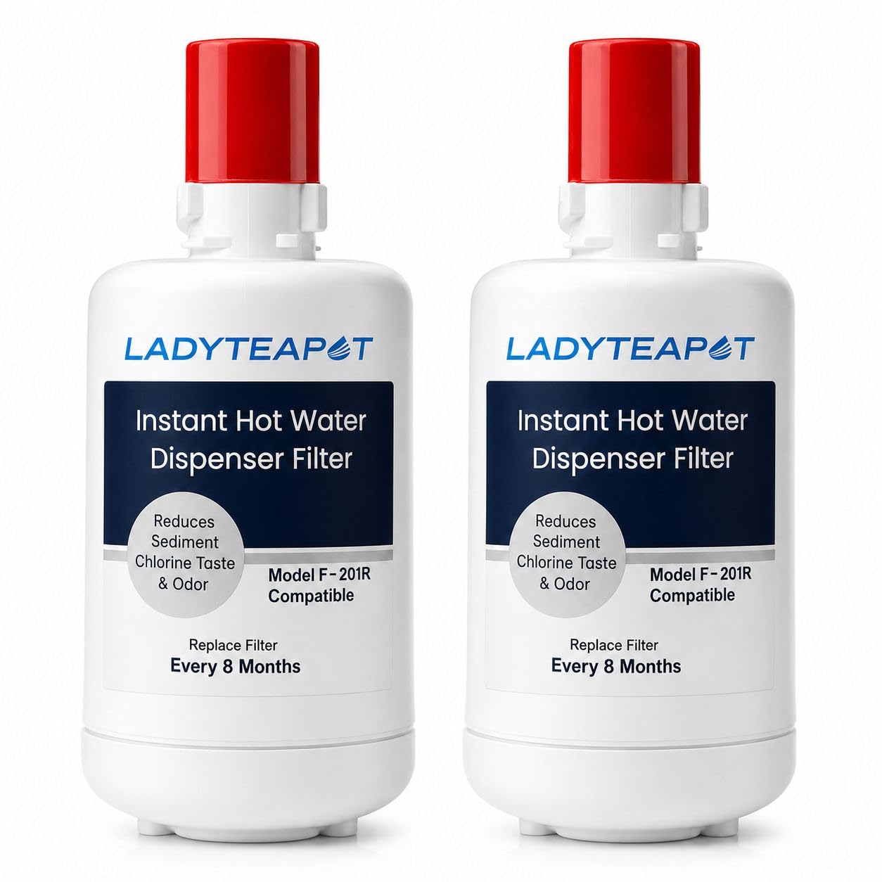 Ladyteapot F-201R Water Filter Cartridge, Replacement Compatible with InSinkErator F-201R Water Filter Cartridge for Hot Water Dispenser (2 Pack)
