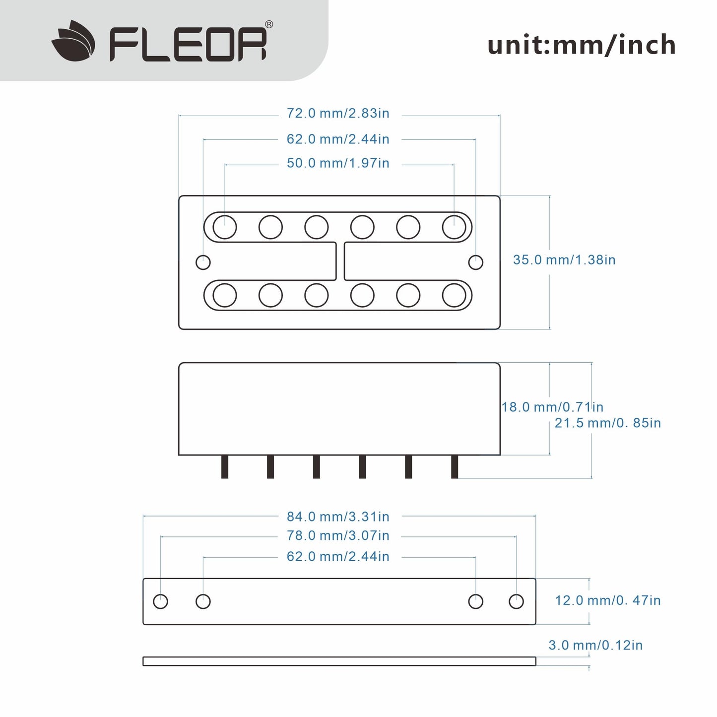 FLEOR Alnico 2 Mini Humbucker Pickup Fit for Filtertron Style Neck+Bridge Pickup Set-Chrome