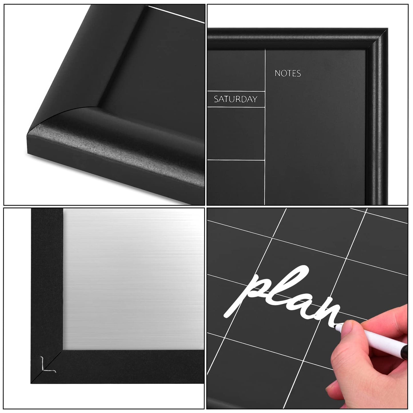 Umtiti Magnetic Calendar Chalkboard, 60 * 80 cm, Black Wood Frame Chalk Board for Planning/School Timetable/Memo, Hanging Board for Office, School and Home(YLHB-BK-6080)