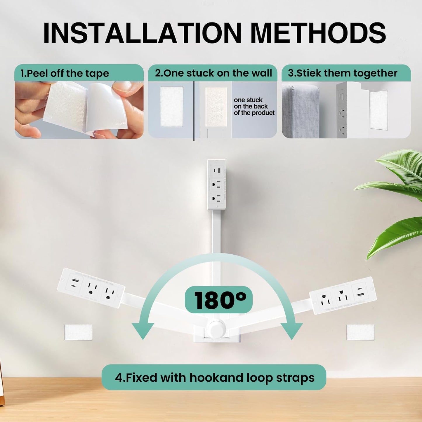 Electrical Outlet Extender,Access Hard-to-Reach Outlets! Features USB-A, USB-C, and 2 AC Outlets, Extends 17"-27", Rotates 180°,Use Behind Couches, Nightstands, Desks, and More- 1PCS