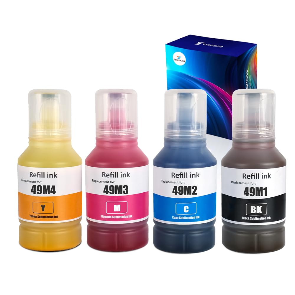 Compatible T49M Sublimation Ink Replacement for T49M1 T49M2 T49M3 T49M4 Ink Cartridge with Surecolor F170 F570 Sublimation Printer(Black Cyan Magenta Yellow)