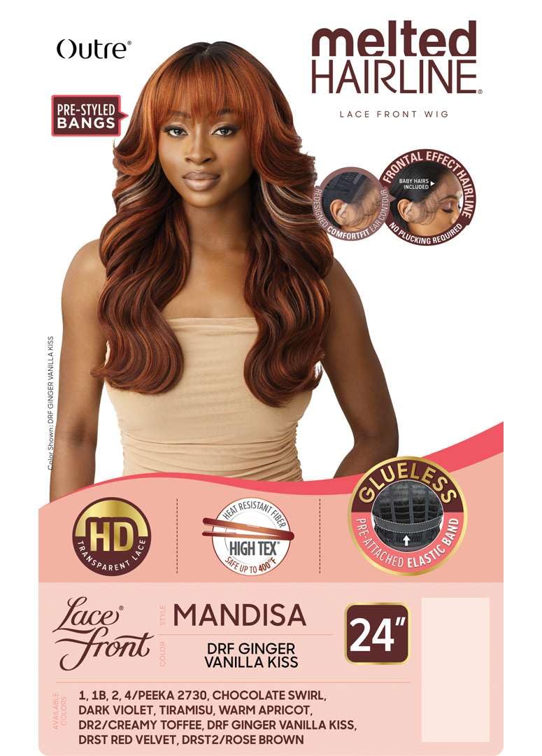 Outre Melted Hairline Synthetic Hd Lace Front Wig - Mandisa (Color : Drf Ginger Vanilla Kiss)