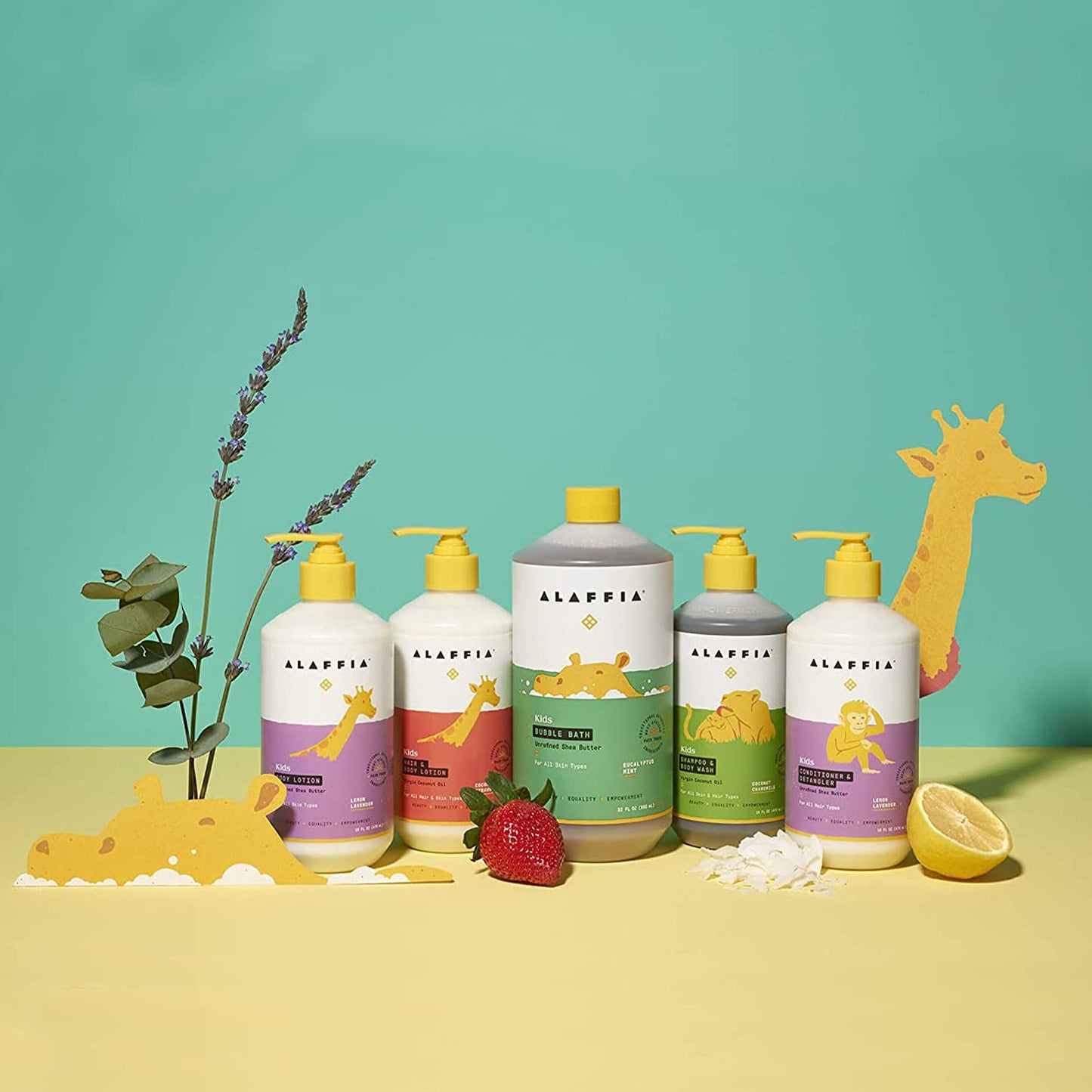 Alaffia Babies and Kids Shampoo and Body Wash, Gentle and Calming Support for Soft Hair and Skin with Shea Butter, Neem, and Coconut Oil, Fair Trade, Lemon Lavender 2 Pack – 16 Fl Oz Ea