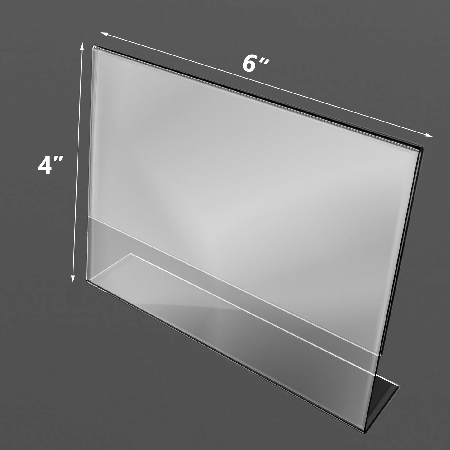 DEZEQO Clear Acrylic Desktop Display Sign Holder - Set of 12, 4 x 6 Inches Horizontal Acrylic Slant Back Sign Holder Stand, Perfect for Showcasing Advertisements and Signs
