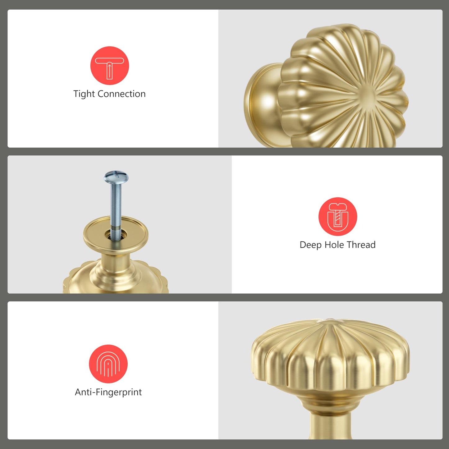 homdiy 10 Pack Gold Knobs Gold Drawer Knobs Brushed Brass Knobs Gold Dresser Knobs Kitchen Cabinet Knobs Gold Cupboard Knobs Single Hole Kitchen Cabinet Handles Zinc Alloy