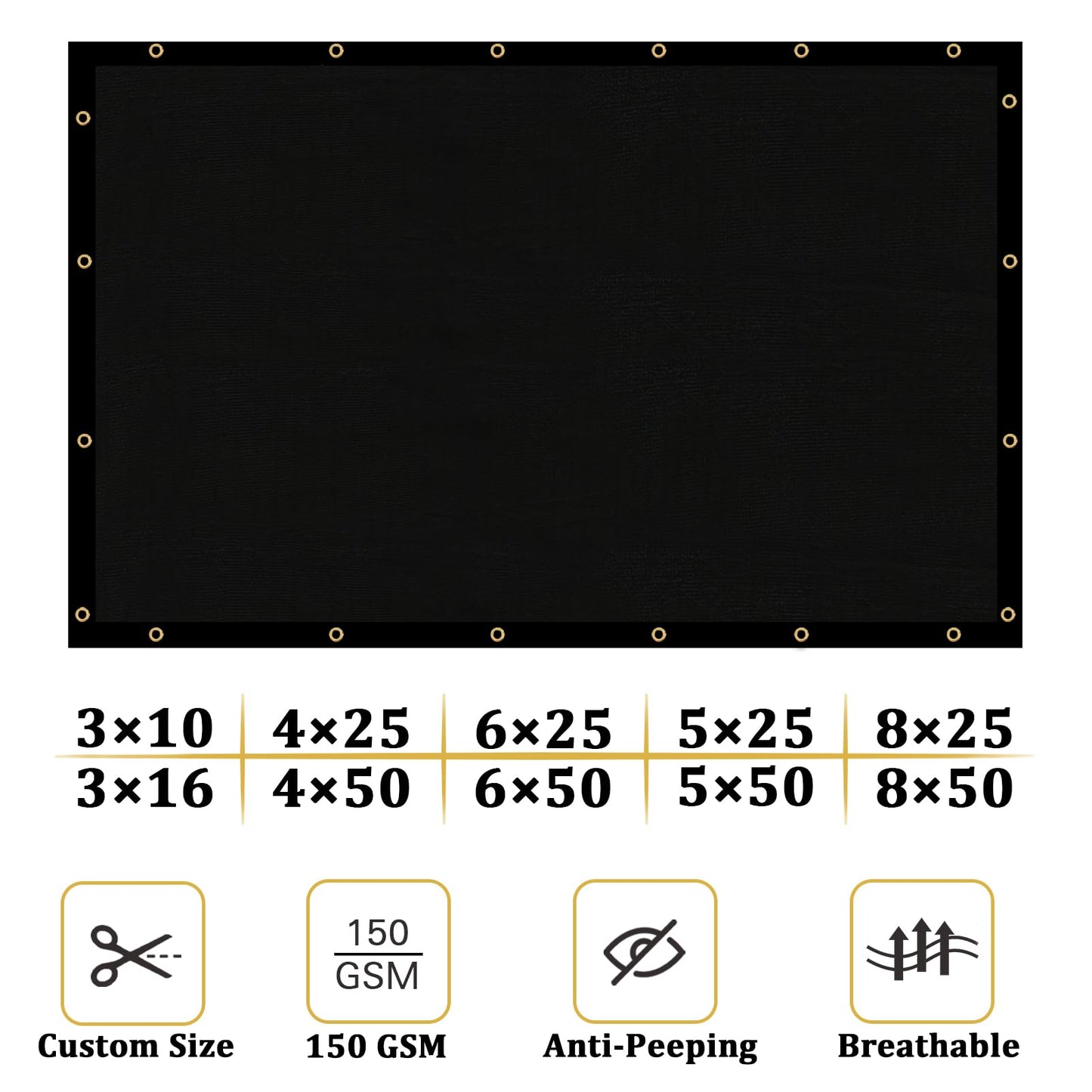 Shade&Beyond 5' X 25' Fence Privacy Screen Heavy Duty 170 GSM Fencing Mesh Shade Net Cover for Wall Garden Yard Backyard Indoor Outdoor Decoration, Black