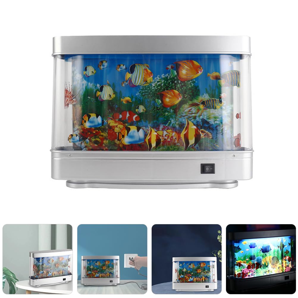 Uonlytech Fake Aquarium Decorative Lamp Aquarium Night Light Artificial Fish Tank Night Light Use (US Plug)
