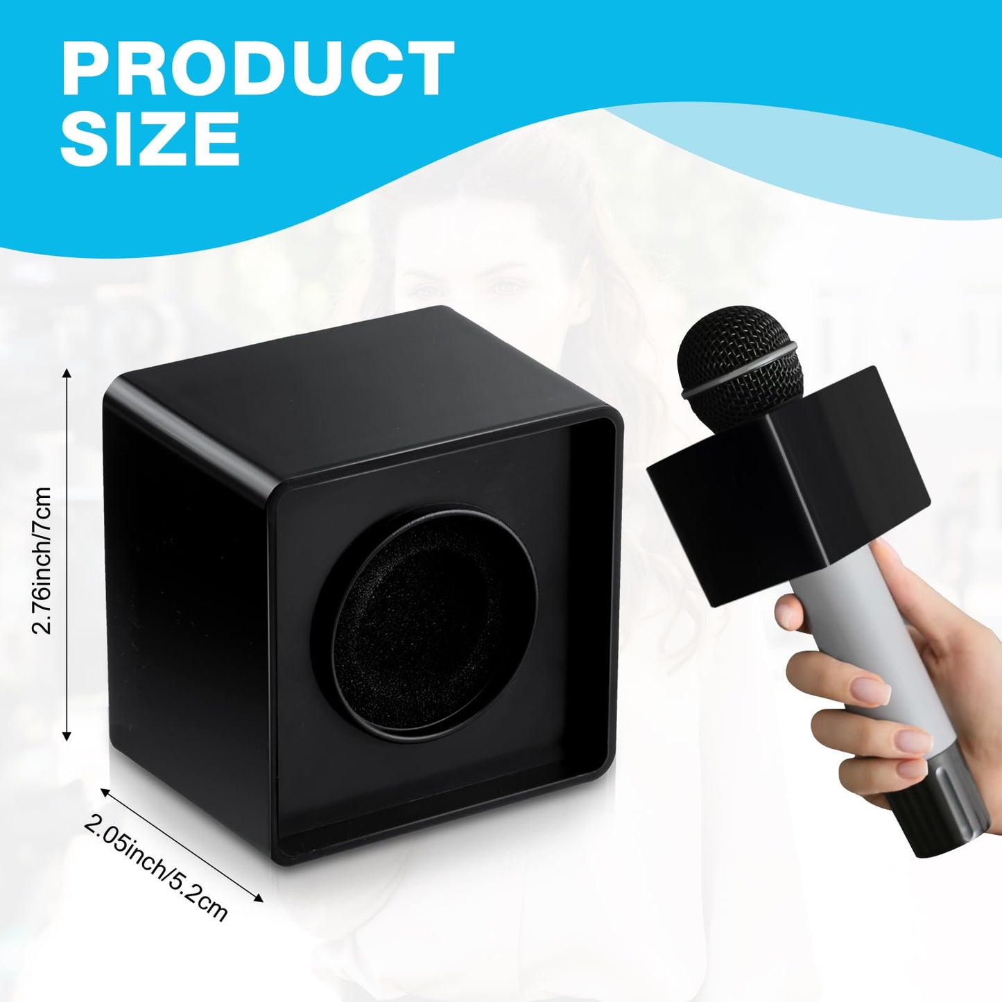 10 Pcs Microphone Flag Station Portable Square Cube ABS Foam Mic Flag Logo Studio Equipment Microphone Accessories for Reporter Host Interview (White, Black)